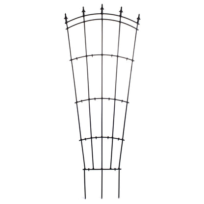 Front studio view of H Potter metal fan trellis, black finish, freestanding garden structure