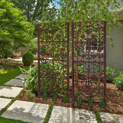 H Potter Garden Trellis Outdoor Privacy Screen for Climbing Plants Large Heavy Duty Metal Backyard Freestanding Ground Spikes