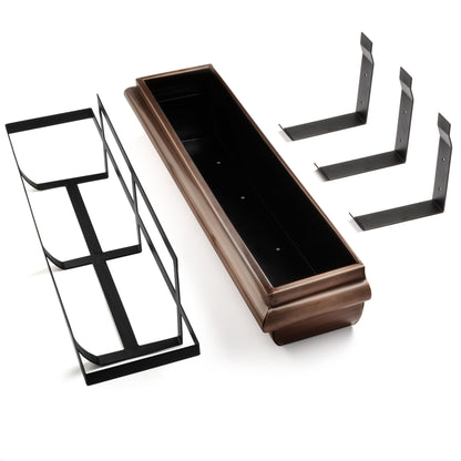 36-Inch Antique Copper Window Box with Metal Frame