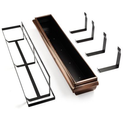 48-Inch Antique Copper Window Box with Metal Frame