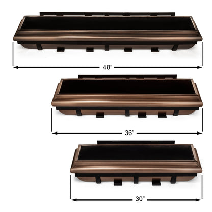 36-Inch Antique Copper Window Box with Metal Frame