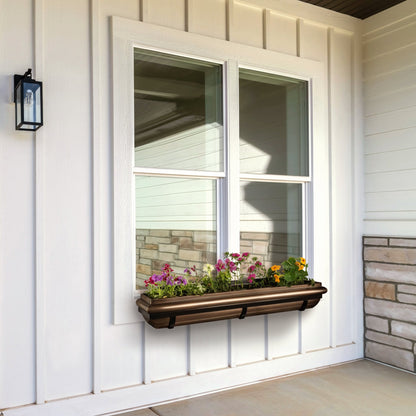 48-Inch Antique Copper Window Box with Metal Frame