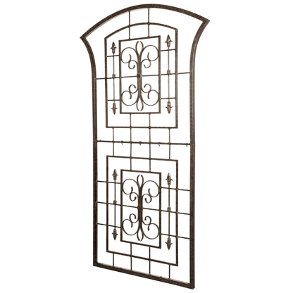 Angled view of H Potter wrought-iron trellis showing sturdy frame and clean lines
