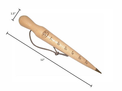H Potter × DeWit hardwood dibber with engraved depth markings for accurate bulb planting and garden spacing
