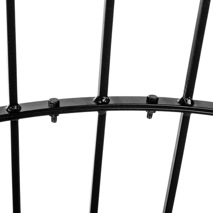 Close-up of powder-coated black finish on H Potter fan trellis, wrought-iron construction detail