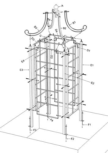 H Potter Garden Obelisk Trellis Metal Wrought Iron Ornamental Large