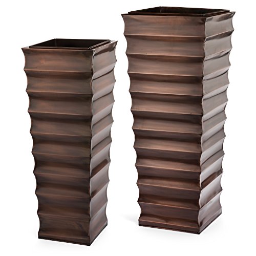 Madera Tall Planters  Tall Ribbed Pottery Planters