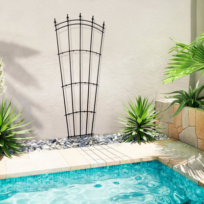 H Potter fan trellis installed poolside, architectural focal point in landscape