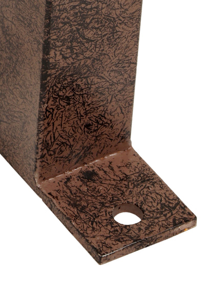 Close-up of GAR169 arbor foot plate with mounting hole, charcoal-brown powder coat finish