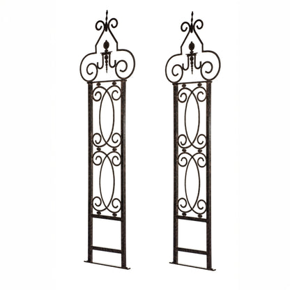 H Potter Scroll Garden Trellis Set of 2 – Iron Trellises for Planters or Entryways