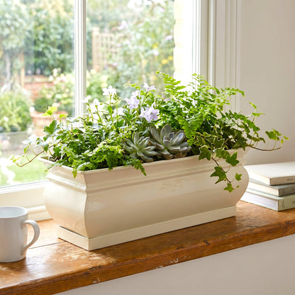 plant vase indoor H Potter Herb Pot Indoor Window Succulent Planter with Drainage and Tray