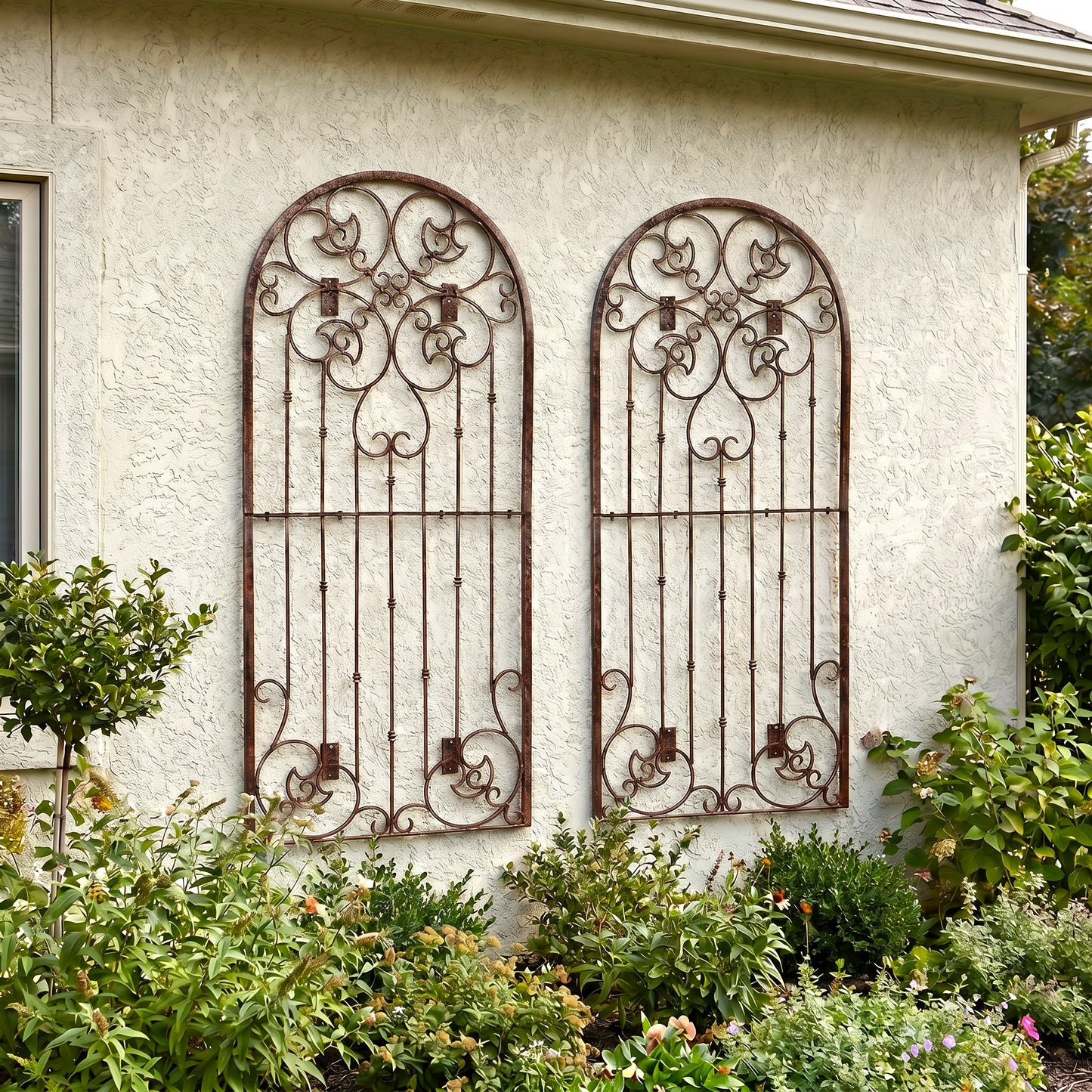 H Potter Legacy Wall Trellis - Set of 2 – 6 Ft Tall Iron Garden Screen - Charcoal Brown