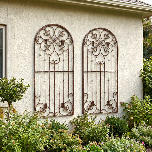 H Potter Legacy Wall Trellis Set of 2 – 6 Ft Tall Iron Garden Screen - Charcoal Brown