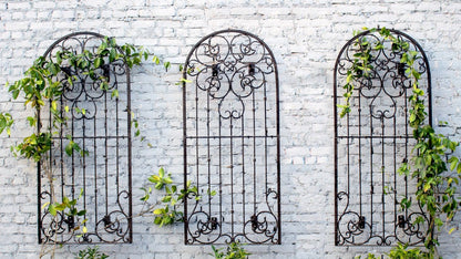 H Potter Metal Iron Scroll Wall Trellis set of 3 with Wall Mounting Brackets