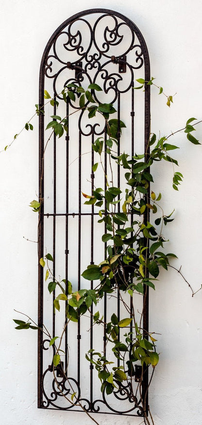 H Potter Wall Trellis 8 ft Wrought Iron Ornamental Metal with Wall Brackets