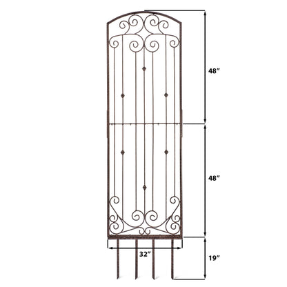 H Potter - 8 Foot Wrought Iron Garden Trellis Metal Wall Screen with Wall Mounting Brackets - H Potter