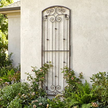 H Potter 8 Foot Iron Garden Trellis Metal Wall Screen with Wall Mounting Brackets