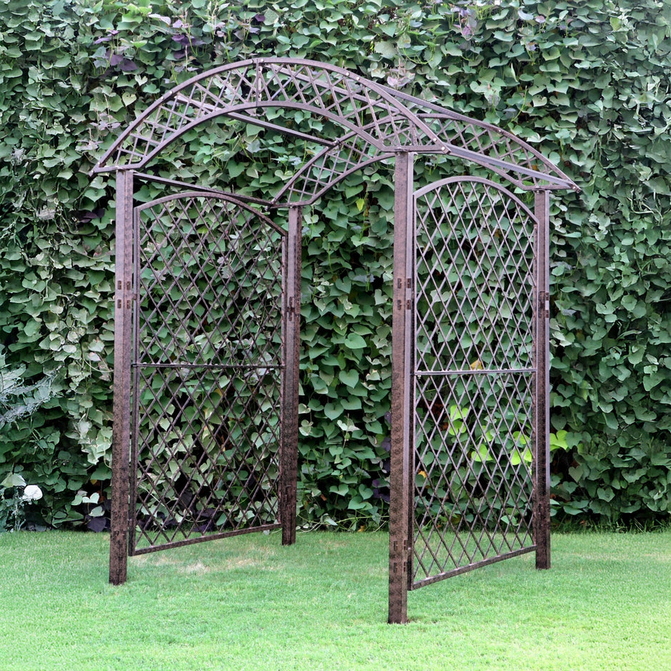 Garden Arbor Trellis Archway Large Iron Metal Plant Arch – H Potter