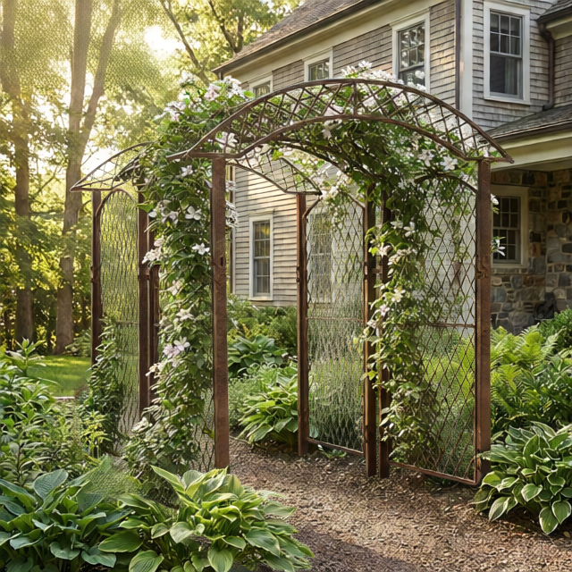 plants for arch trellis H Potter Large Iron Trellis Arbor Set of Two