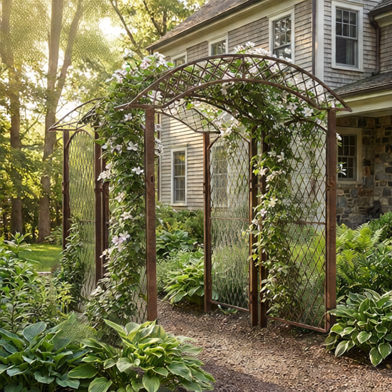 H Potter Large Iron Metal Trellis Arbor Arch Set of Two