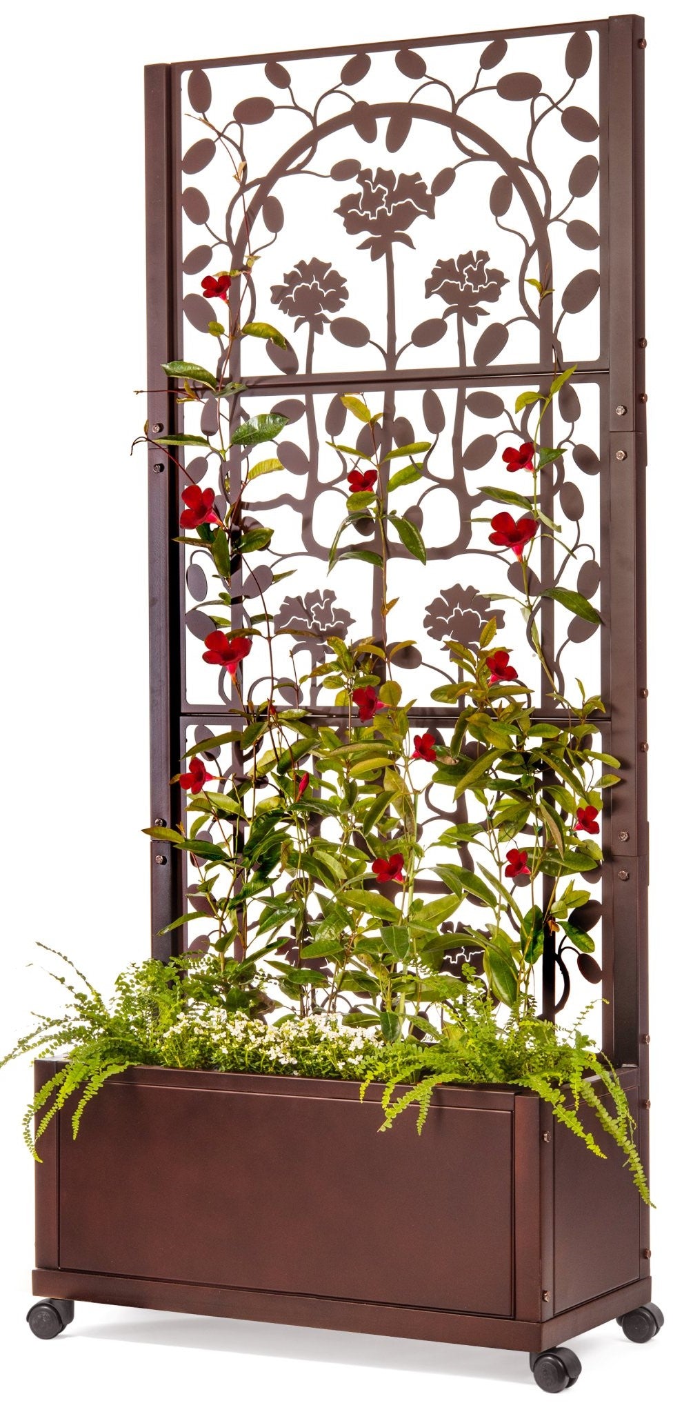 flower planter with trellis Rose Privacy Planter Box With Trellis for Patio, Deck, Balcony