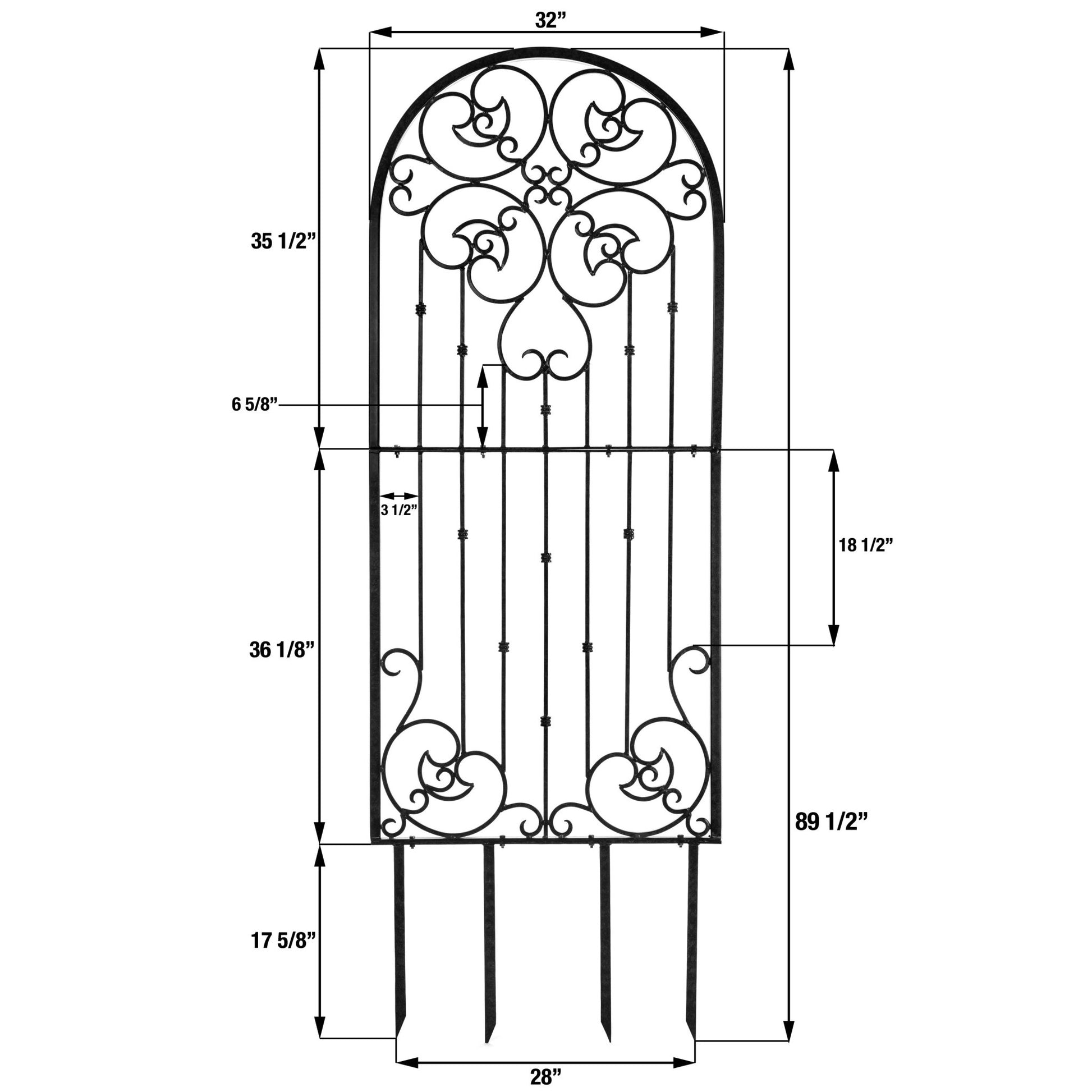 H Potter Garden Trellis Wrought Iron Heavy Scroll Metal Decoration Black Backyard Landscape Architectural Decor Garden Design