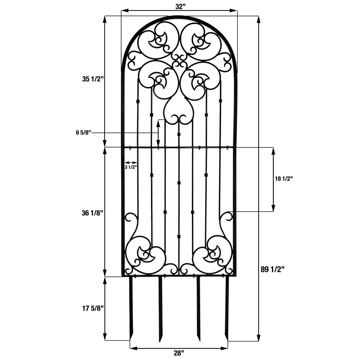 H Potter Garden Trellis Wrought Iron Heavy Scroll Metal Decoration Black