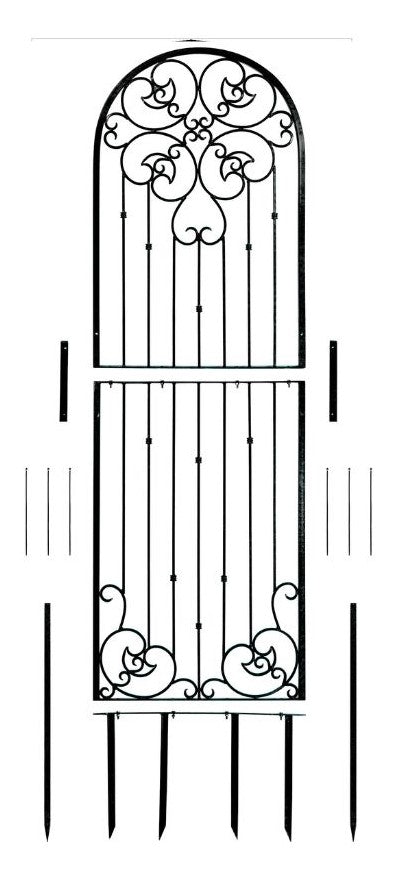 H Potter Trellis 8 ft Wrought Iron Ornamental Metal Garden Black Backyard Landscape Architectural Yard Art