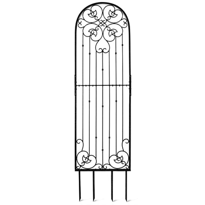 H Potter Wall Trellis 8 ft Black Iron Ornamental Metal with 4 Wall Brackets