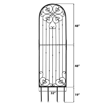H Potter Wall Trellis 8 ft Black Iron Ornamental Metal with 4 Wall Brackets