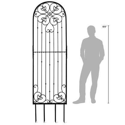 H Potter Wall Trellis 8 ft Black Iron Ornamental Metal with 4 Wall Brackets
