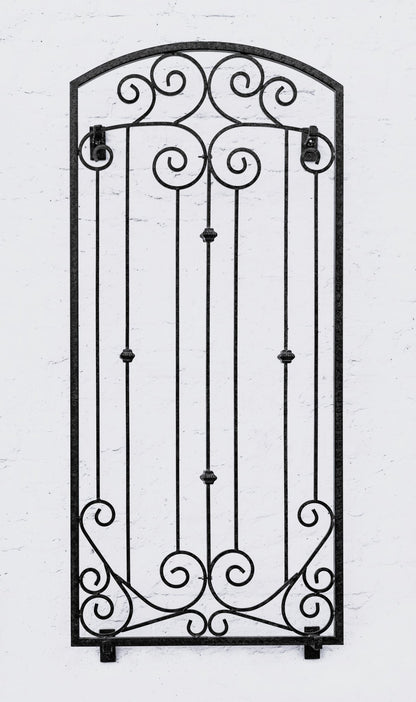 H Potter Large Garden Trellis Black Wrought Iron Metal Wall Screen with Wall Brackets GAR672W1