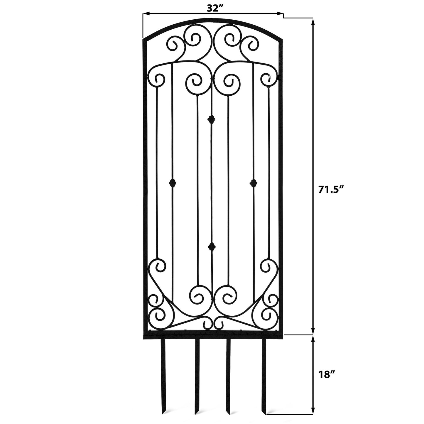 H Potter Large Garden Trellis Wrought Iron Metal Wall Screen Black