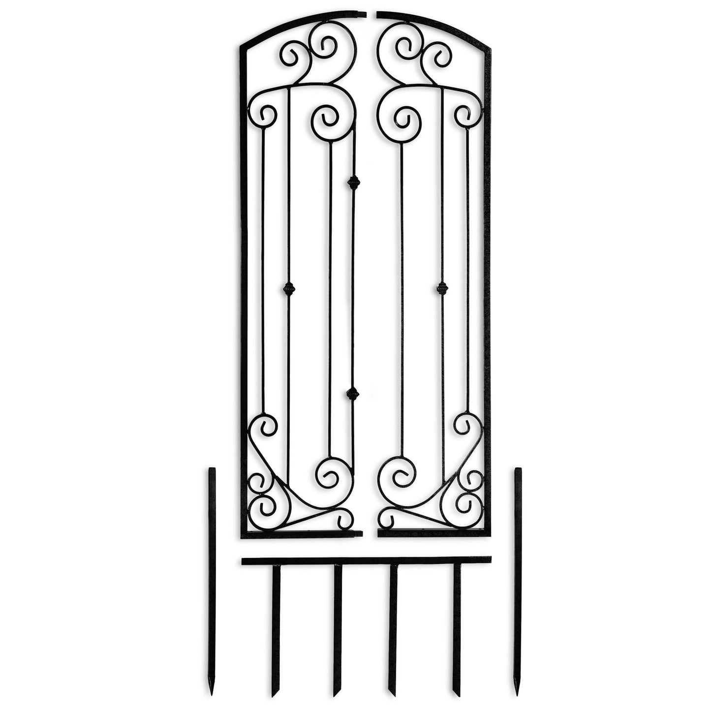 H Potter Large Garden Trellis Wrought Iron Metal Wall Screen Black