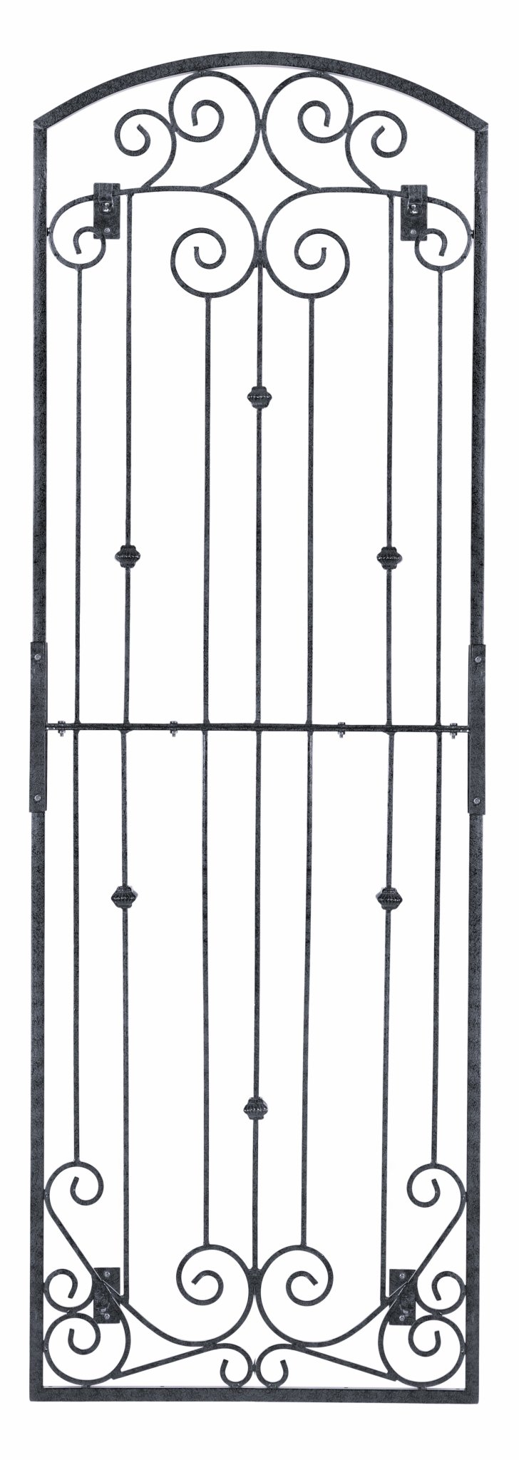 H Potter 8 Foot Black Wrought Iron Garden Trellis Metal Wall Screen with Wall Mounting Brackets