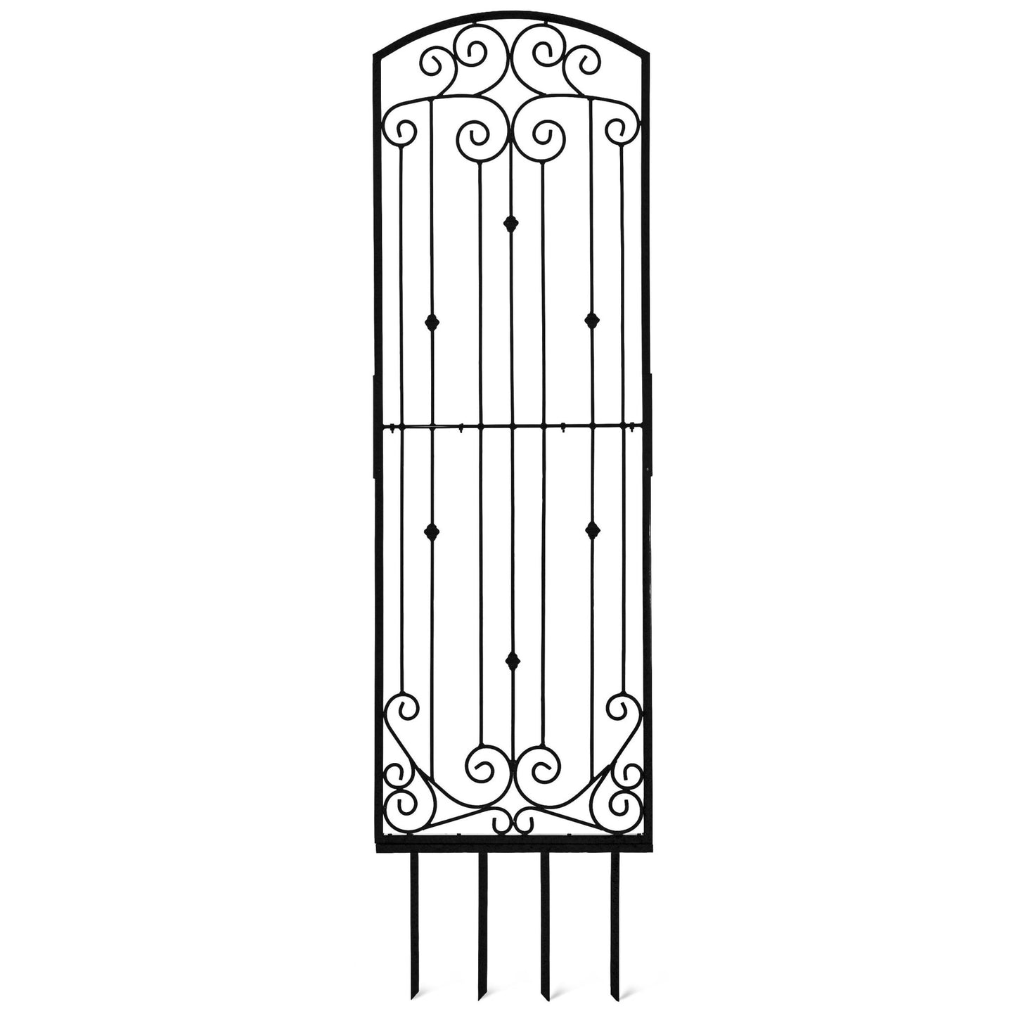 H Potter 8 Foot Wrought Iron Garden Trellis Metal Wall Screen Black
