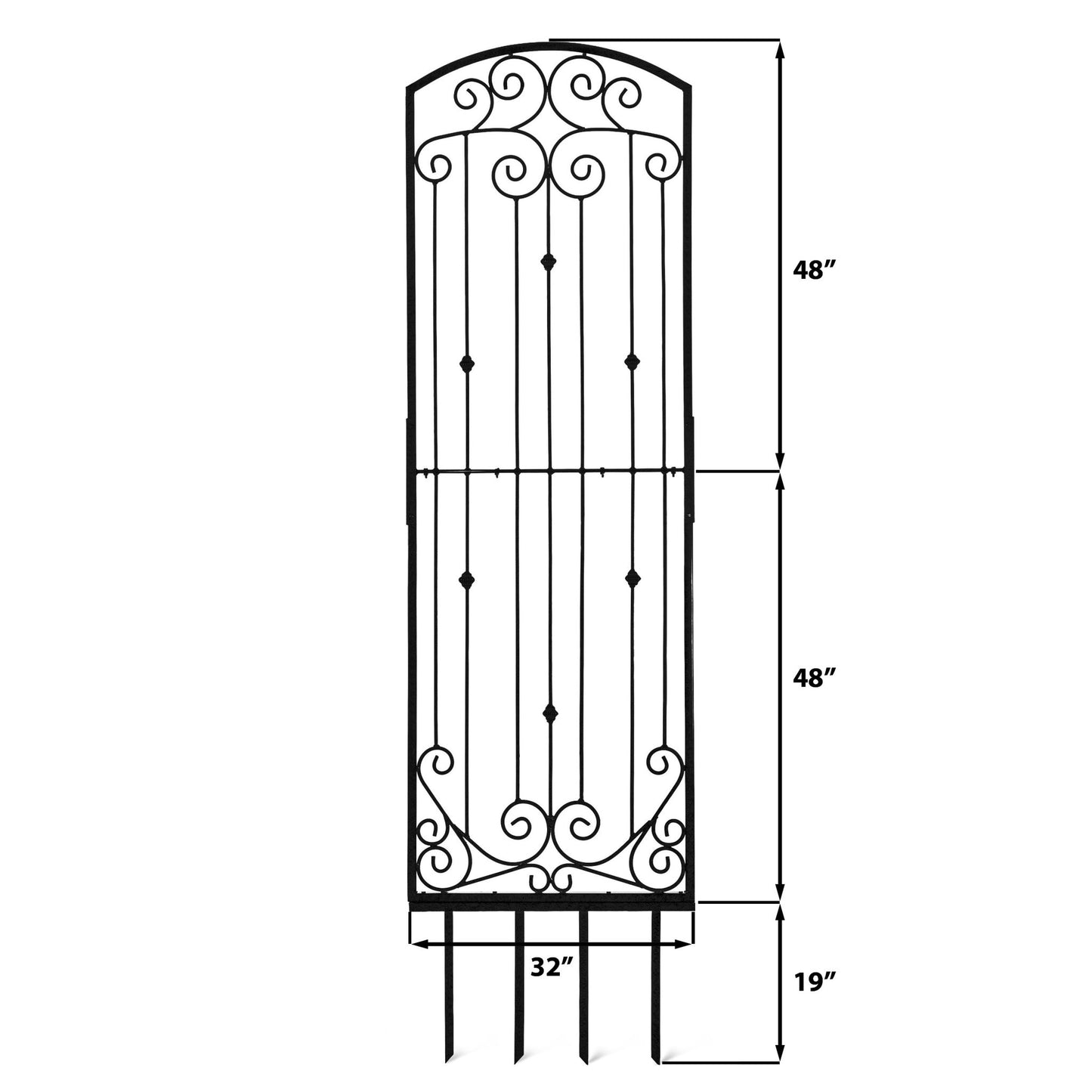 H Potter 8 Foot Wrought Iron Garden Trellis Metal Wall Screen Black