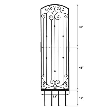 H Potter 8 Foot Wrought Iron Garden Trellis Metal Wall Screen Black