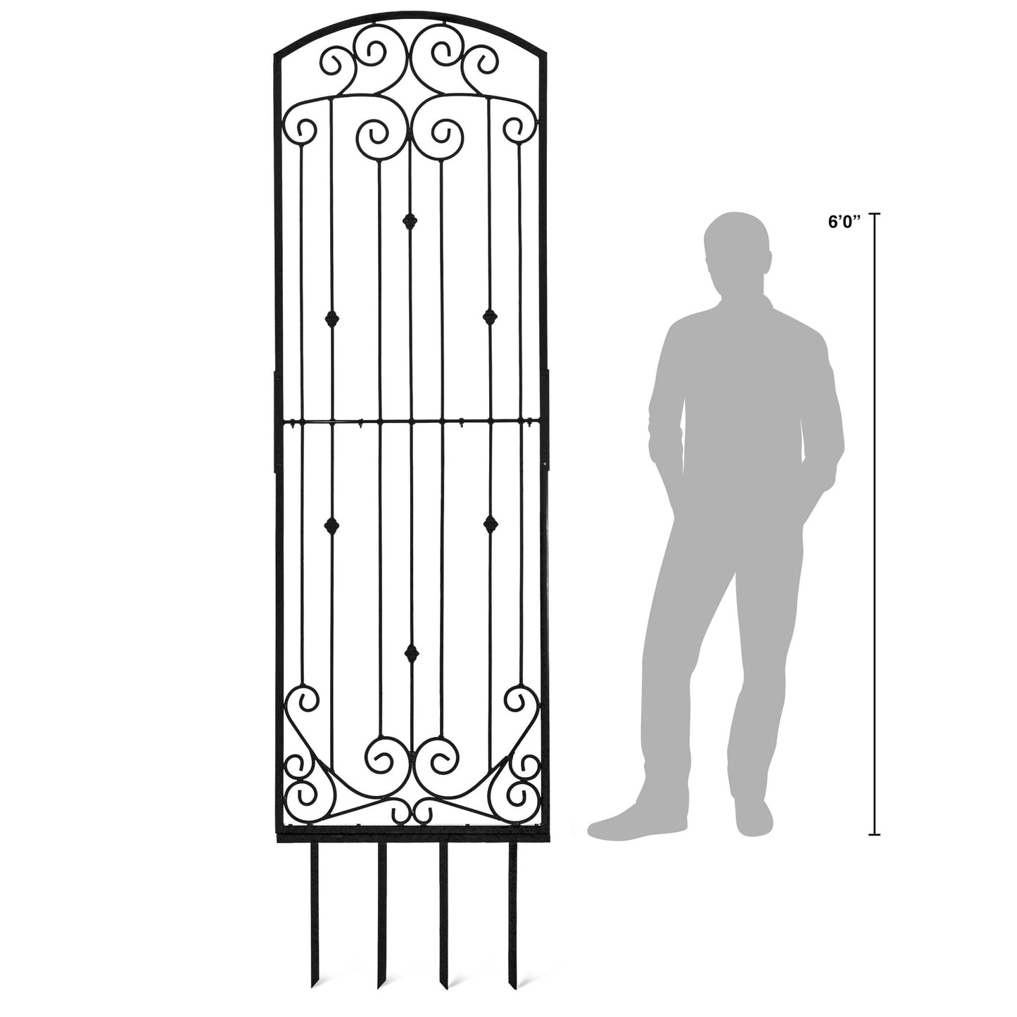 H Potter 8 Foot Wrought Iron Garden Trellis Metal Wall Screen Black