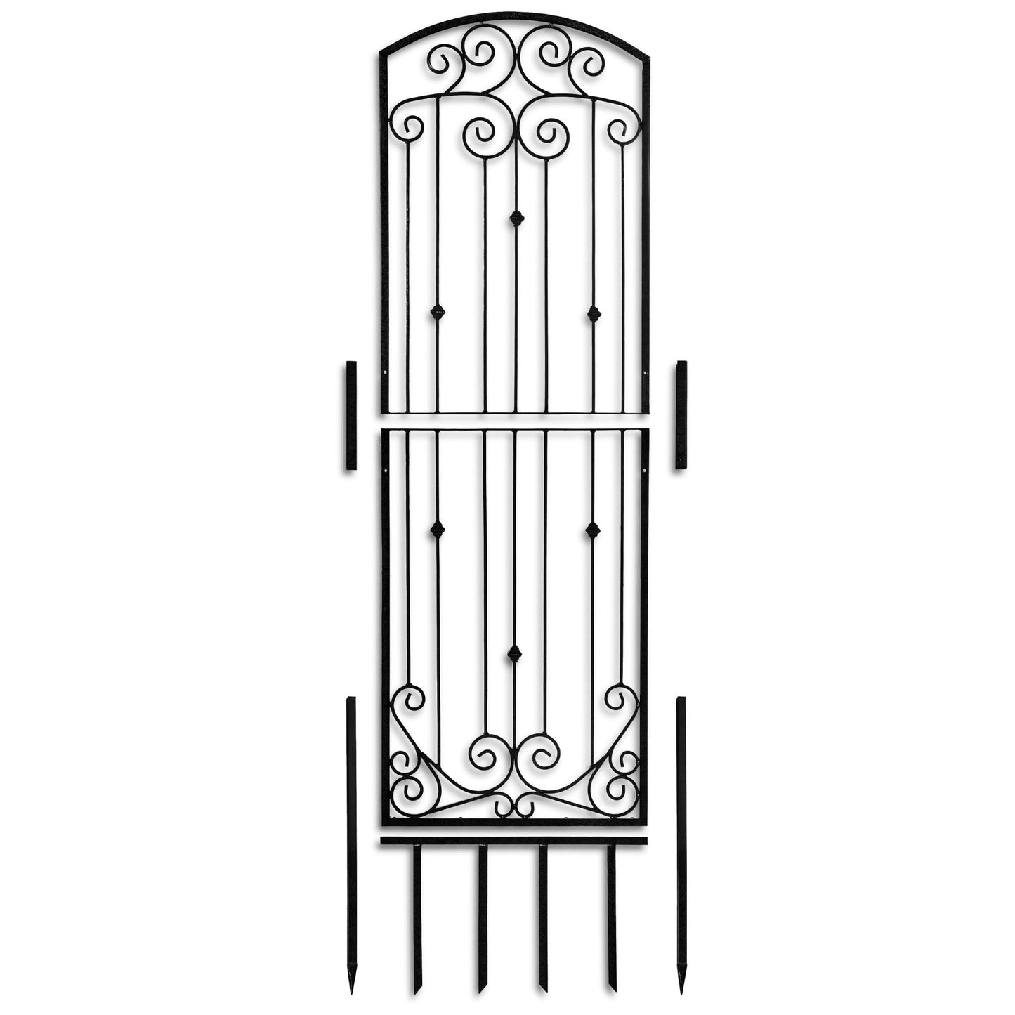 H Potter 8 Foot Wrought Iron Garden Trellis Metal Wall Screen Black