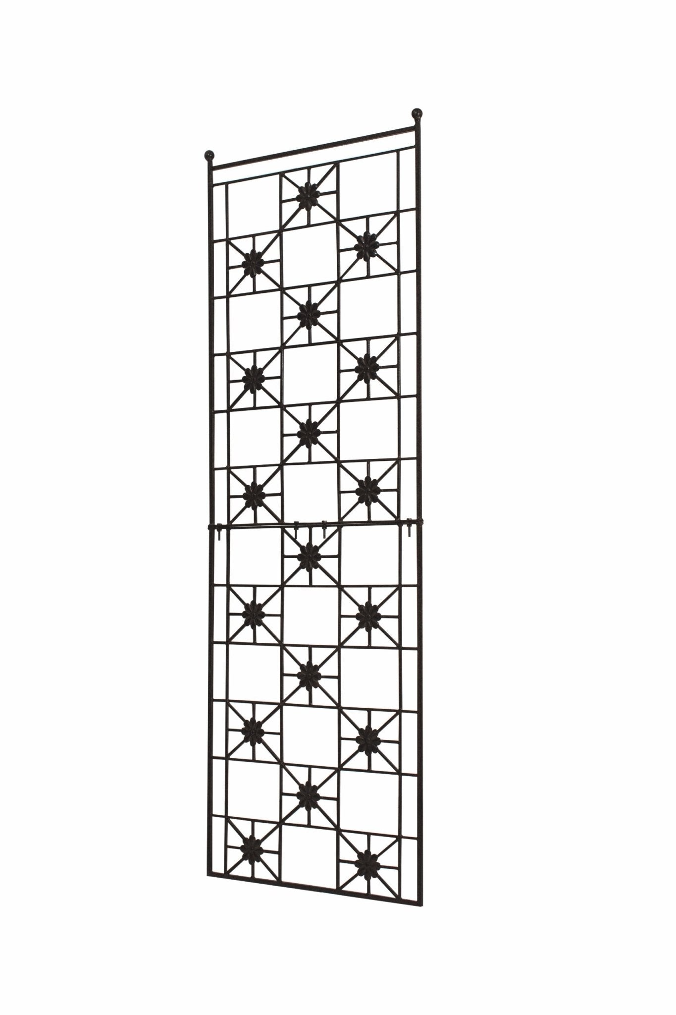 H Potter 5.5 Foot Tall Garden Flower Trellis Wrought Iron Patio Wall Decor Black Backyard Landscape Architectural Yard Art