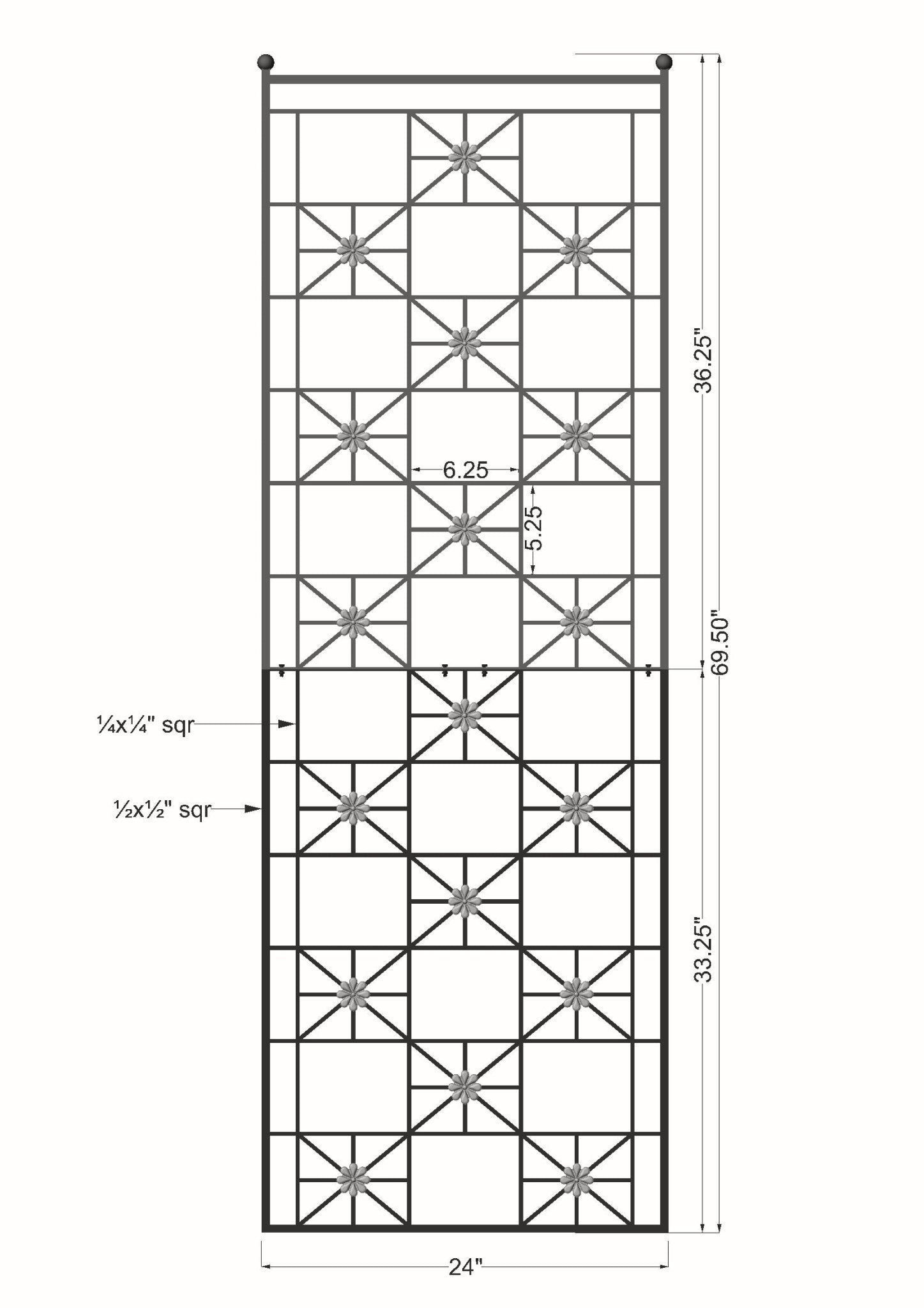 H Potter 5.5 Foot Tall Garden Flower Trellis Wrought Iron Patio Wall Decor Black Backyard Landscape Architectural Yard Art