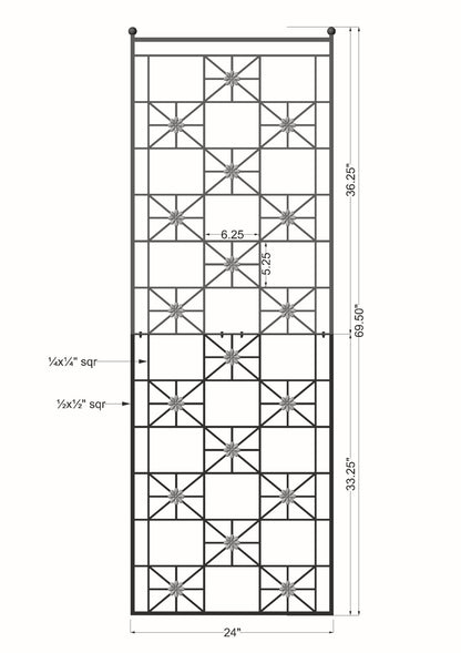 H Potter 5.5 Foot Tall Garden Flower Trellis Wrought Iron Patio Wall Decor Black Backyard Landscape Architectural Yard Art