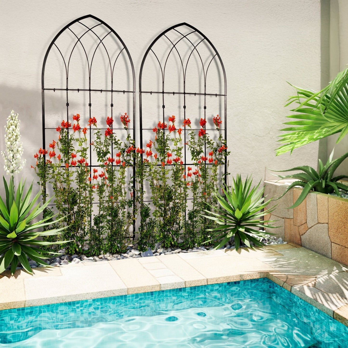 H Potter Trellis Set of 2 Large Black Iron