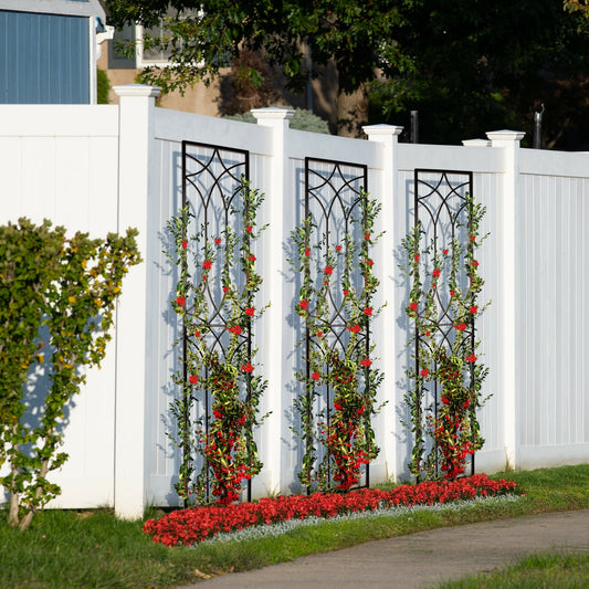 H Potter Tall Garden Trellises in Black Finish Set of 3 Metal Yard Art