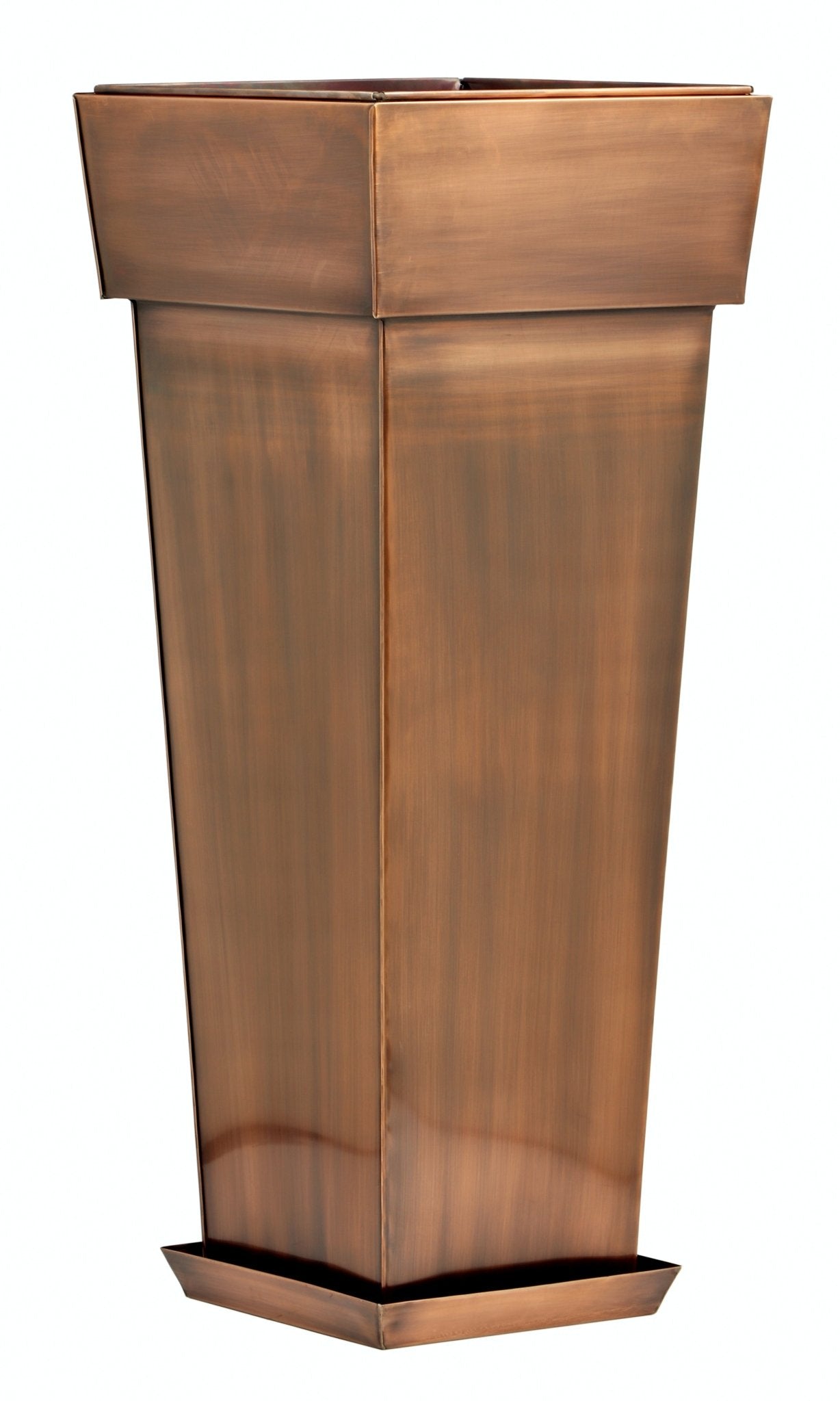 H Potter Tall Square Planter Stainless Steel w/Antique Copper Finish 36.5" Height