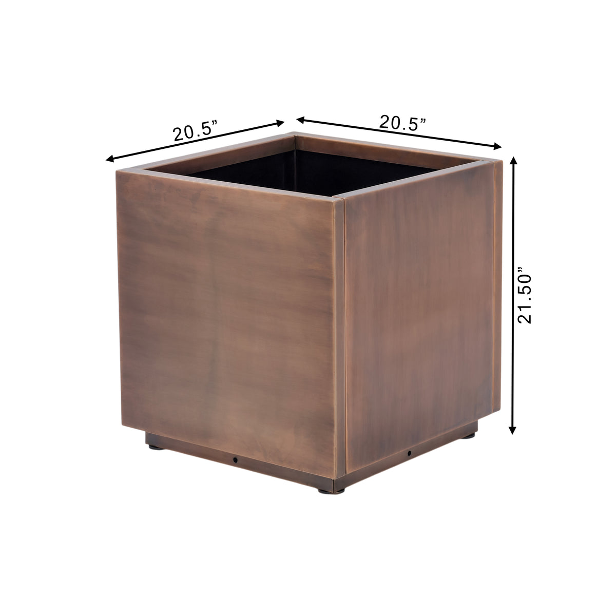 H Potter Ashbury 20" Square Antique Copper Planter with Drip Tray