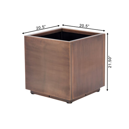 H Potter Ashbury 20" Square Antique Copper Planter with Drip Tray