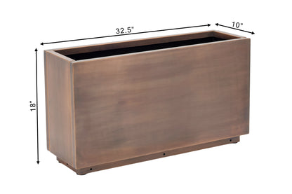 H Potter Ashbury Rectangular Antique Copper Planter – 32" Metal Planter with Drip Tray
