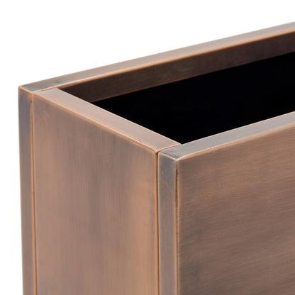 H Potter Ashbury Rectangular Antique Copper Planter – 32" Metal Planter with Drip Tray